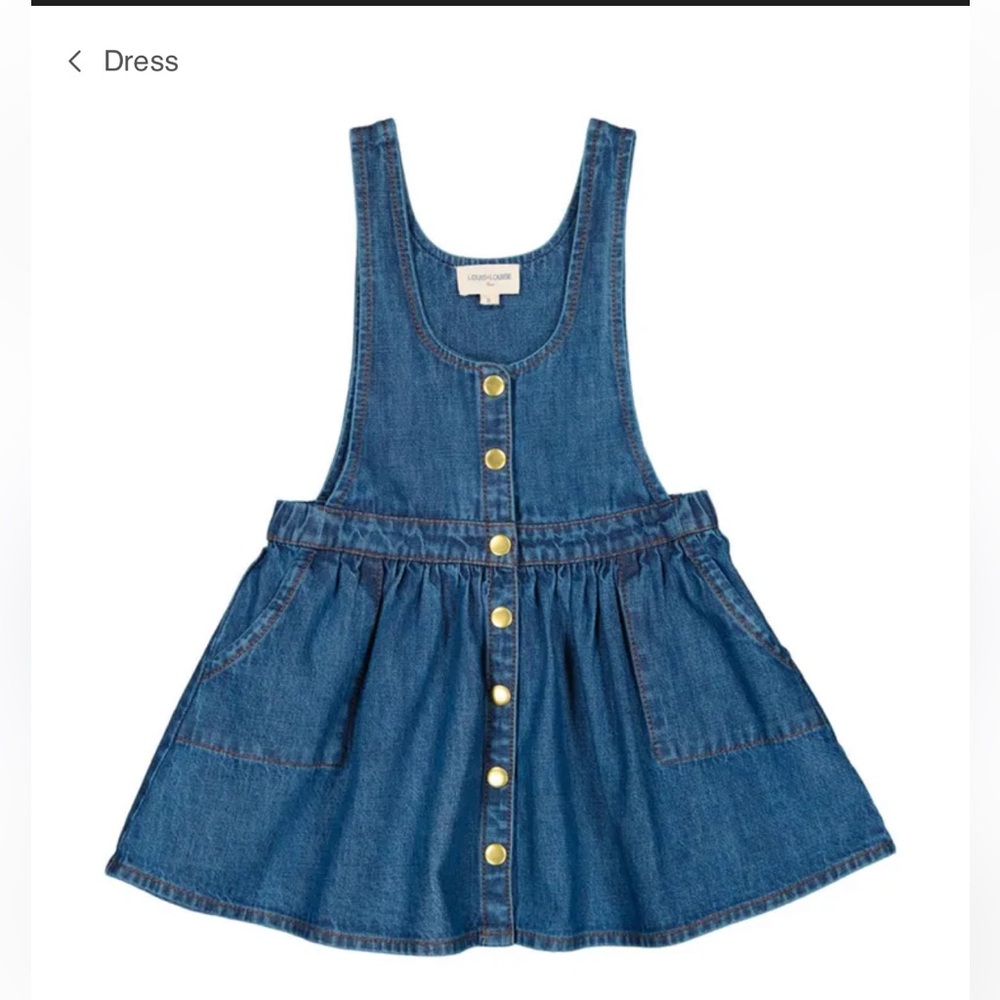 LOUIS LOUISE 
Solia Denim Apron Dress | Denim blue